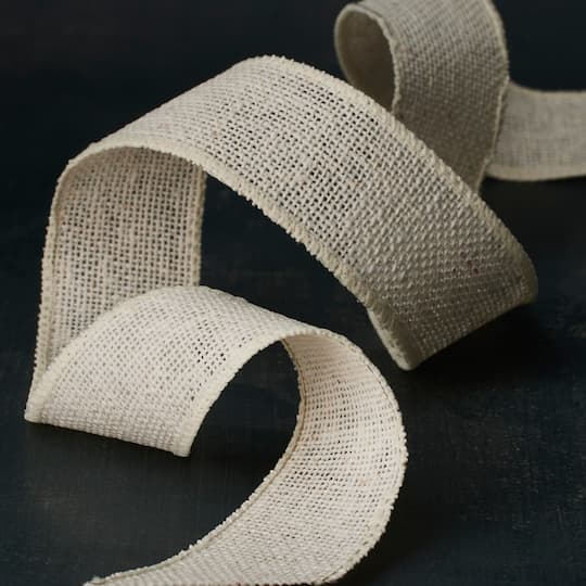 1.5" x 30ft. Ivory Wired Faux Burlap Ribbon by Celebrate It™
